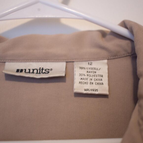 Neutral Zip Front Jacket Minimalist Utility Light Outerwear Classic Units Sz 12 - Picture 4 of 4